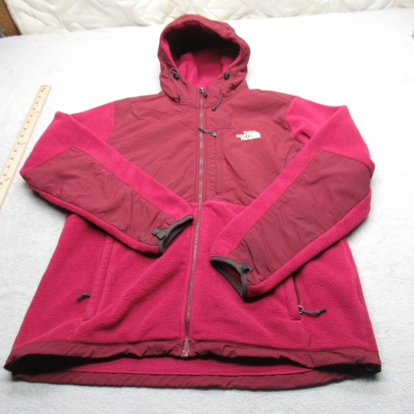 The North Face Denali Jacket‎ Womens XL Purple Fuchsia Hooded Full Zip Polartec - Picture 1 of 16